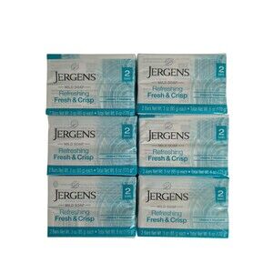 Jergens Mild Soap, Refreshing Fresh & Crisp 6 Pack, 12  Bars 3 oz each